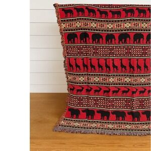 The Rug‎ Barn Africa Woven Tapestry Throw Blanket Red Black Safari Animals 46x67